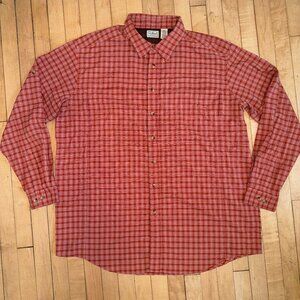 LL Bean Vented Fishing Shirt Mens XXL TALL Long Sleeve Burnt Orange Rust Red 2XL